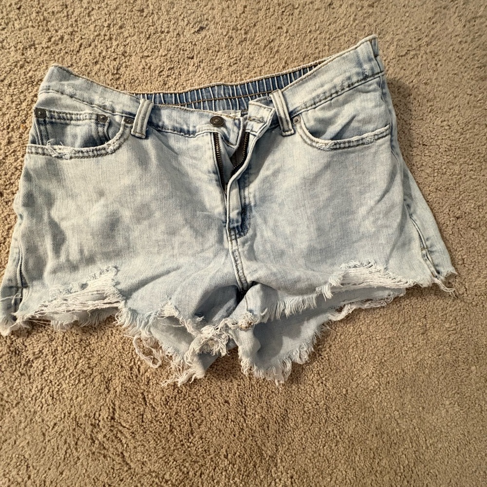 American Eagle Outfitters Light Blue Frayed Denim Shorts